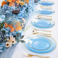 Assiettes en plastique biodégradable écologiques imperméables en gros pour usine, bord doré/argenté, luxe, jetables, pour fêtes