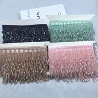 En stock, collier de robe de mariée en dentelle à franges en cristal de verre perlé fait à la main, accessoires de décoration pour la tête et les épaules