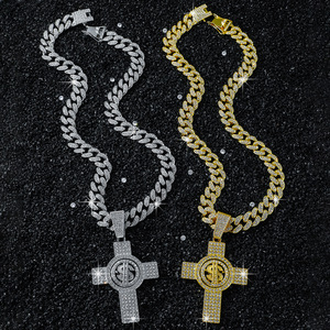 Hot Selling Hiphop Retro Rotatable Dollar Sign <b>Cross</b> Pendant Necklace Personalized Men's Necklaces Fashion Jewelry Wholesale - Product Image 1