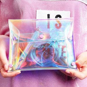 Bolsa de Cosméticos de PVC Iridiscente con Logotipo Personalizado para Niñas, Bolsa de Maquillaje Tipo Sobre de Gelatina para Mujeres - Product Image 4