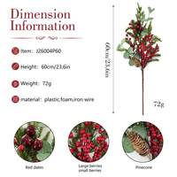 Weihnachtsdekoration Rote Beeren Tannenzapfen Grünzeug 60cm 23,6 Zoll Künstlicher Kiefernzweig für Feiertagsdekoration Großhandel