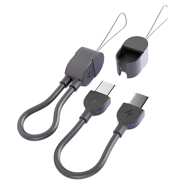 Keychain Data Cable Fast Charging Type C Cable to USB C Data Cable for Power Bank for iPhone Lanyard Short Cable