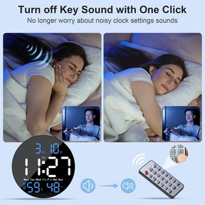 New Custom Battery <b>Digital</b> Color Alarm Snooze Brightness Adjustable Count Up/Down Remote Modern LCD ABS Material Circular <b>Clock</b> - Product Image 3