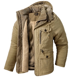 Custom New Men's Jacket Winter US Size <b>Large</b> Size Jacket Hooded Cotton Thickened Multi-pocket Casual Mid-length Coat - Product Image 1