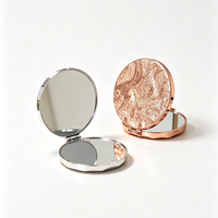 Miroir de maquillage portable de haute qualité, miroir cosmétique rond doré argenté à la mode pour les voyages
