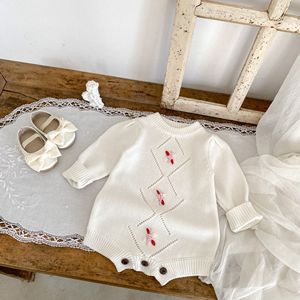 Engepapa infantile à manches longues barboteuse pull combinaison <span class=keywords><strong>RTFS</strong></span> automne bébé vêtements bouton pression fermeture laine tissu filles mode - Product Image 5