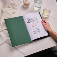 Porte-menu en tissu de lin de style rétro classique, logo personnalisé en estampage à chaud doré, boutons-pression, taille A5/A4, quincaillerie antirouille pour