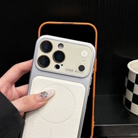 Étui magnétique pour iPhone 18 Pro Max 17 16 15 14 13 12 avec grande fenêtre de visualisation et motif litchi, protection d'objectif