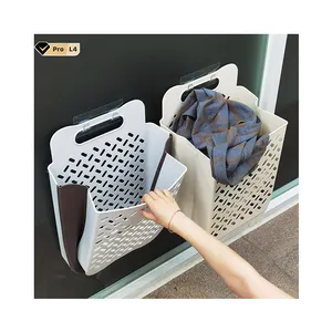 Waterproof Portable Foldable Collapsible PP Wicker Laundry Hamper Round Dirty Clothes Storage Basket for Home Use