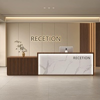 Comptoir de réception en marbre sur mesure, comptoir d'accueil de luxe pour hall d'hôtel, bureau et salon