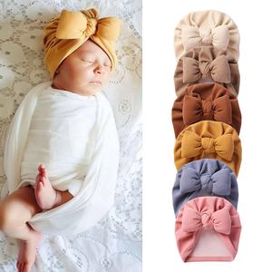 Gorros de turbante con lazo para bebé, gorro transpirable para niño pequeño, gorro para niñas de 0 a 12 meses - Product Image 1