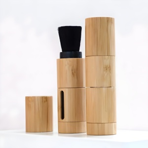 Pinceau en poudre <span class=keywords><strong>de</strong></span> bambou en bois durable en matériau naturel Pinceau distributeur <span class=keywords><strong>de</strong></span> poudre cosmétique Emballage cosmétique en bambou - Product Image 4
