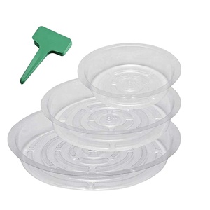 Plateaux transparents pour soucoupes de plantes, lot de 15, avec 15 étiquettes pour plantes, en plastique, Set de pots à fleurs pour l'intérieur et l'extérieur - Product Image 1