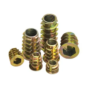 For Wood Furniture Zinc Alloy Bolt Connector Hex Socket Drive Threaded Insert Nuts