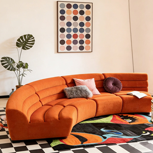 Ensemble <span class=keywords><strong>de</strong></span> canapés modulaires en velours courbé <span class=keywords><strong>de</strong></span> style nordique moderne pour restaurant, hôtel, club, salon, réception - Product Image 1