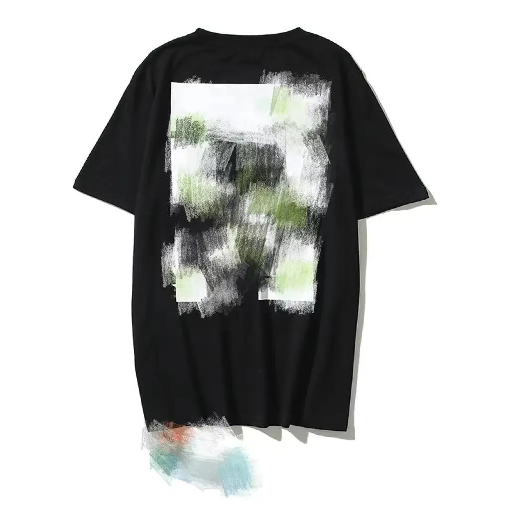 OW summer cotton Volcano Sea oil painting Arrow couple short sleeve T shirt for men and women