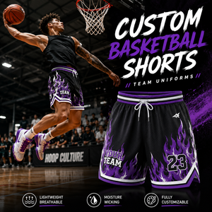 Shorts de basketball personnalisés sublimés, uniformes d'équipe, shorts anti-transpiration, vêtements de sport athlétiques, fabricant - Product Image 1