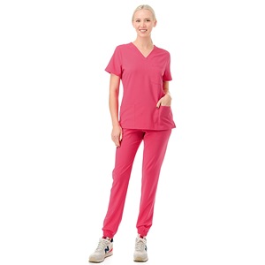 Hospital Uniform Scrub Suit Set Unisex Blue Rose Red Green Navy Red Moisture Wicking Woven Fabric S XXL - Product Image 3