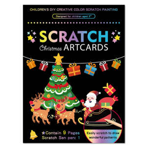 圣诞系列DIY魔术刮痕画书彩色卡通画纸卡片教育刮痕艺术玩具 - Product Image 1