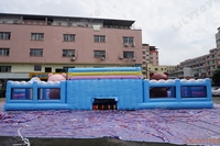 Parc de jeux gonflables commercial sur le thème de l'ours, grand parcours d'obstacles gonflable avec toboggan pour enfants, parc d'attractions extérieur