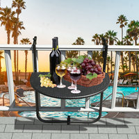 Table d'appoint réglable en osier PE-HD Table d'appoint de jardin pliante et suspendue pour balcon