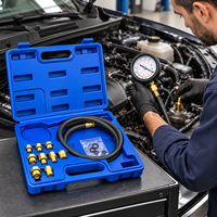 Kit de manomètre professionnel RuiMart pour test de pression d'huile moteur, raccords en laiton multi-tailles, tuyau flexible pour ateliers de réparation automobile