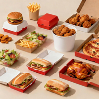Boîte à nourriture en papier personnalisée avec motif anti-fuite pour hamburger, frites, poulet, pizza, salade, boutique de collations de la Coupe du monde
