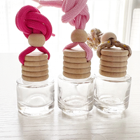 Diffuseur de parfum en verre transparent en forme de cylindre de 5 ml et 8 ml, avec bouchon à vis en bois, pour gravure et impression sérigraphiée, pour désodorisant de voiture