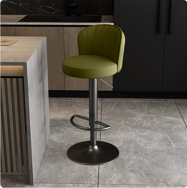 Soft Back Bar Stool Minimalist Kitchen Seating with Backrest Round Base ...