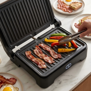 <span class=keywords><strong>Grill</strong></span> électrique à contact antiadhésif SS avec <span class=keywords><strong>plaques</strong></span> <span class=keywords><strong>amovibles</strong></span> 90 ° 180 ° Presse à panini Open Cool Touch Healthy - Product Image 6