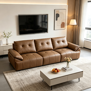 Sofá Moderno de Tres Plazas en Cuero PU con Diseño Acolchado, Brazos Acolchados y Patas Metálicas para Sala de Estar - Product Image 1