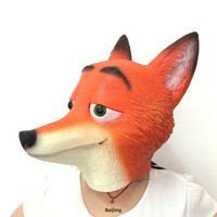 Masque de tête en latex fait main de renard animal de dessin animé pour Halloween, vente en gros