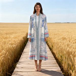 Robe Abaya de Soirée Élégante en Polyester avec Strass Thermocollants pour Femmes Musulmanes – Vente en Gros Personnalisée - Product Image 1