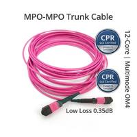 Kabel Patch Fiber MPO ke MPO Elite Low Loss CPR CCA DCA 12 Core OM4 Multimode 50/125 LSZH 3.0mm untuk Pusat Data