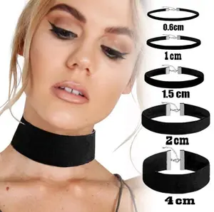 Collar gótico de terciopelo negro para mujer, Gargantilla sencilla, Collar de cadena