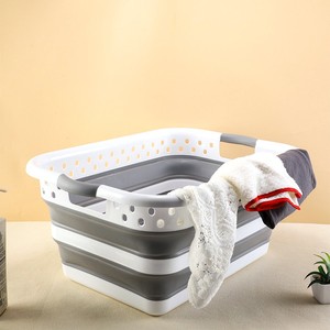 Collapsible Foldable <b>Storage</b> Plastic Folding Laundry <b>Basket</b> <b>Large</b> Capacity for Kid Adult Dirty Clothes with Handle - Product Image 2