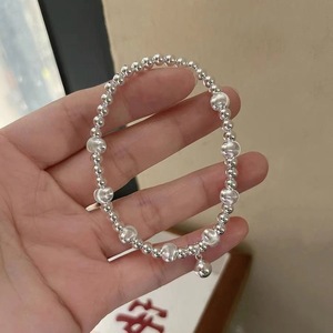 Sterling <b>Silver</b> <b>Beaded</b> Bracelet S925 <b>Silver</b> Ball Shape Women's Jewelry Gift Crystal Rhinestone Simple Style - Product Image 3