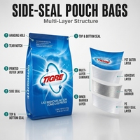 Sacs d'emballage personnalisés en direct d'usine pour lessive en poudre, sachets souples à fond plat pour détergent à lessive