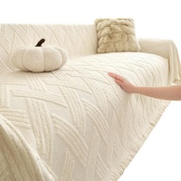 Housses de canapé rectangulaires modernes pour canapé 3 places en peluche courte, lavables en machine