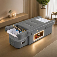 Lit de pédicure électrique multifonctionnel avec bac à shampoing, bac à pédicure et LED pour salon de manucure et spa