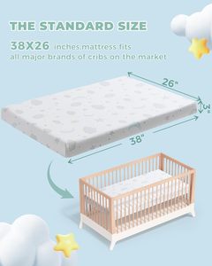 Colchón de Espuma Viscoelástica Transpirable <span class=keywords><strong>para</strong></span> Cuna con Funda Impermeable y Lavable <span class=keywords><strong>para</strong></span> Bebés y Niños Pequeños - Product Image 3