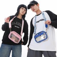Sac bandoulière transparent en PVC personnalisé 2026, approuvé pour les stades, rose tendance, avec large sangle amovible, pliable