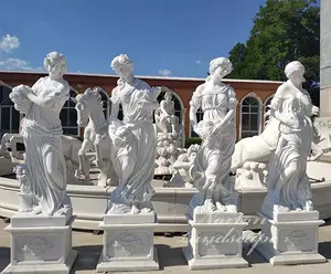 Decorazione da giardino personalizzata in marmo bianco statua fatta a mano quattro stagioni sculture della dea