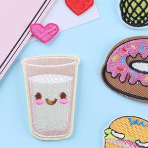 Custom Cartoon Appliques Iron on Embroidery Chips Hamburg Pineapple Juice Patch for Jeans Garment Clothing - Product Image 3