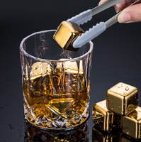 Glaçons carrés réutilisables en acier inoxydable, couleur or, pour whisky et boissons, vente en gros d'usine
