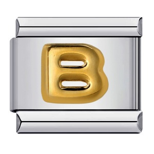 กำไลข้อมือสเตนเลสสตีลอิตาลีสำหรับผู้หญิงผู้ชาย, สร้อยข้อมือตัวอักษรตัวอักษรนูนสีเงิน - Product Image 4