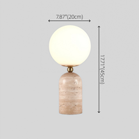 Lampe de table en travertin jaune naturel nordique en gros en ligne, lampe de bureau LED minimaliste avec globe en verre blanc laiteux