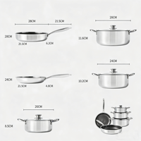 Ensemble de casseroles en acier inoxydable robustes de 20 cm, 24 cm et 28 cm avec construction 3 plis pour solutions culinaires professionnelles à domicile