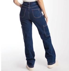 Jeans in denim da <span class=keywords><strong>donna</strong></span> 2026 personalizzati di alta qualità, stile vintage, con lavaggio <span class=keywords><strong>blu</strong></span> grezzo, patchwork, <span class=keywords><strong>cargo</strong></span>, vestibilità dritta, ispirati ad America/Messico - Product Image 5