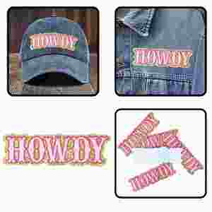 Parche Bordado con Borde Brillante Rosa 'Howdy' para Decoración de Ropa - Product Image 4